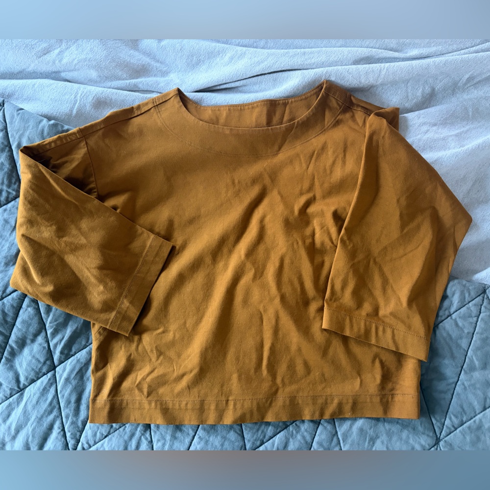 Everlane xs luxe cotton crop tee mustard excellent condition - Picture 2 of 4